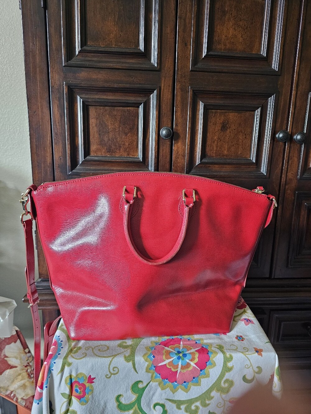 Dooney & Bourke Red Leather Handbag - Picture 6 of 9